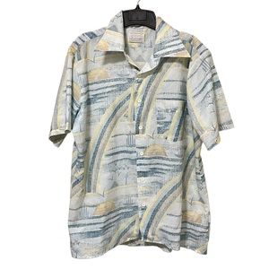 Vintage Tropical Hawaiian Shirt With Boat & Sunset